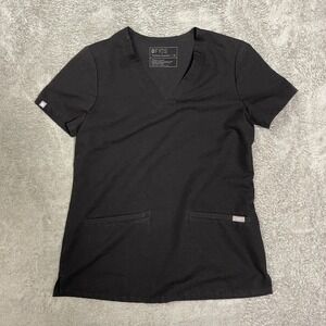 FIGS Technical Collection Black Scrub Top XS Short Sleeve Career Uniform‎